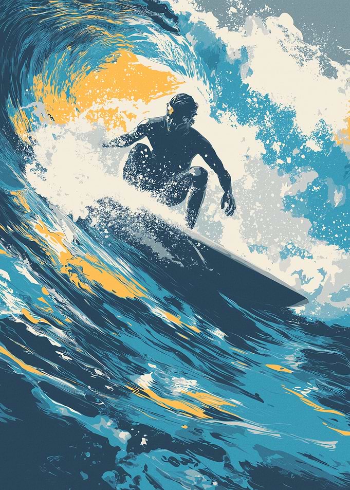 Surfer Riding a Wave Illustration