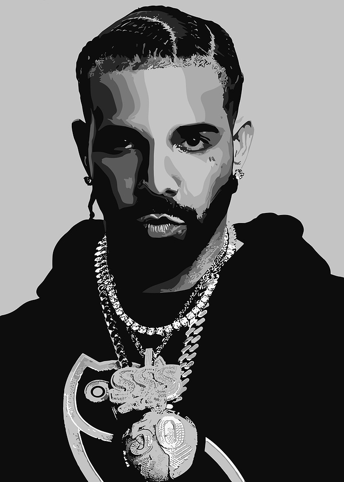 Drake Portrait in Black and White