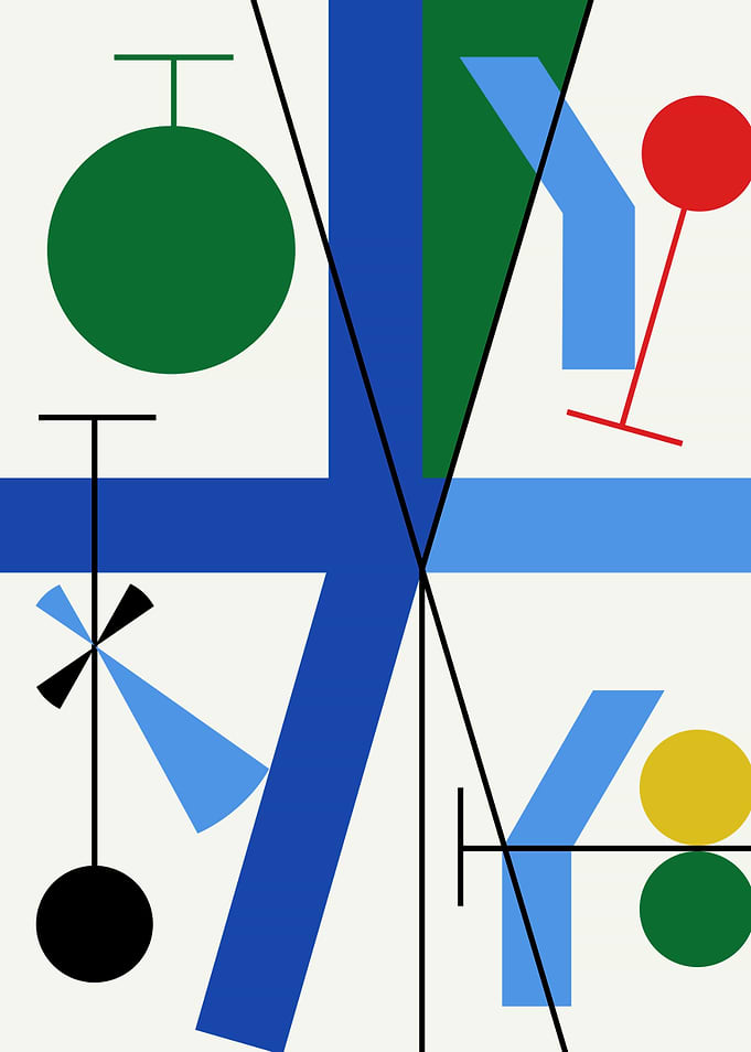 Abstract Geometric Composition with Primary Colors