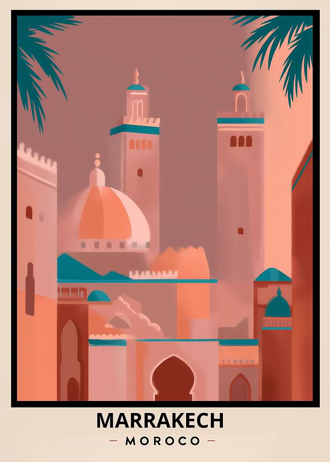 Marrakech, Morocco Travel Poster