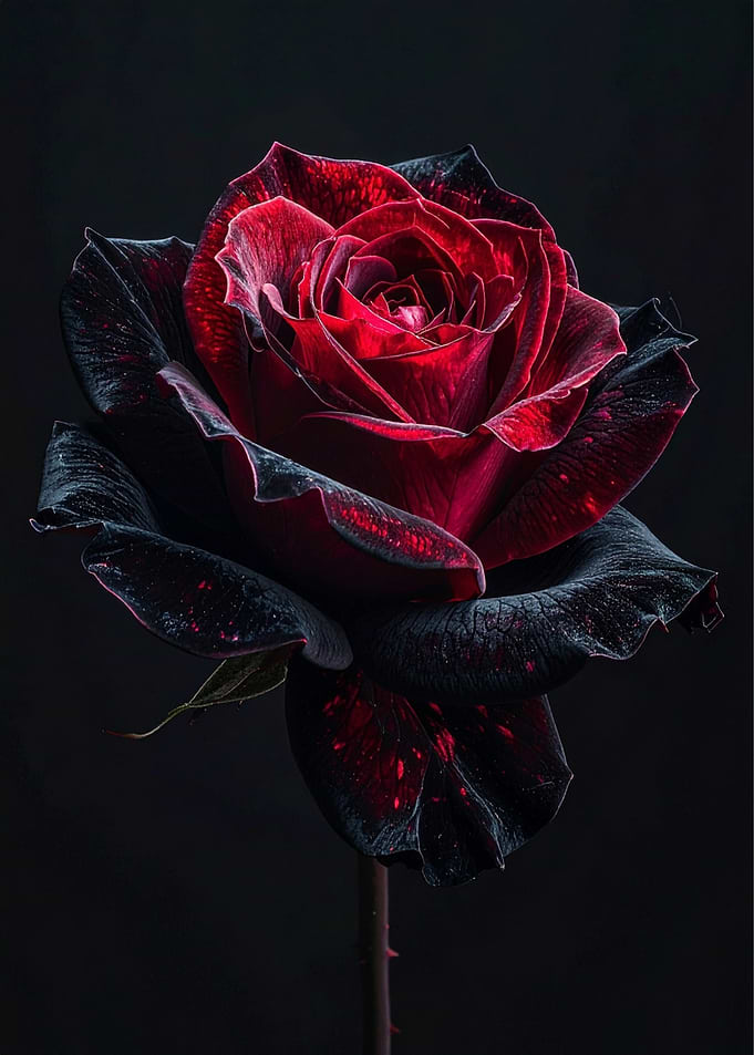 Dark Red Rose on Black Background