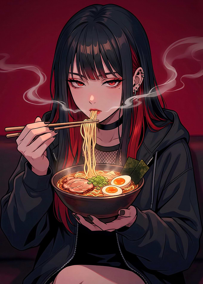 Anime Girl Eating Ramen