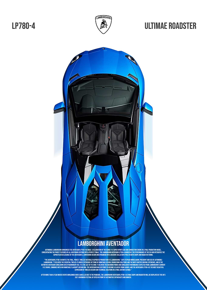 Blue Lamborghini Aventador Ultimae Roadster