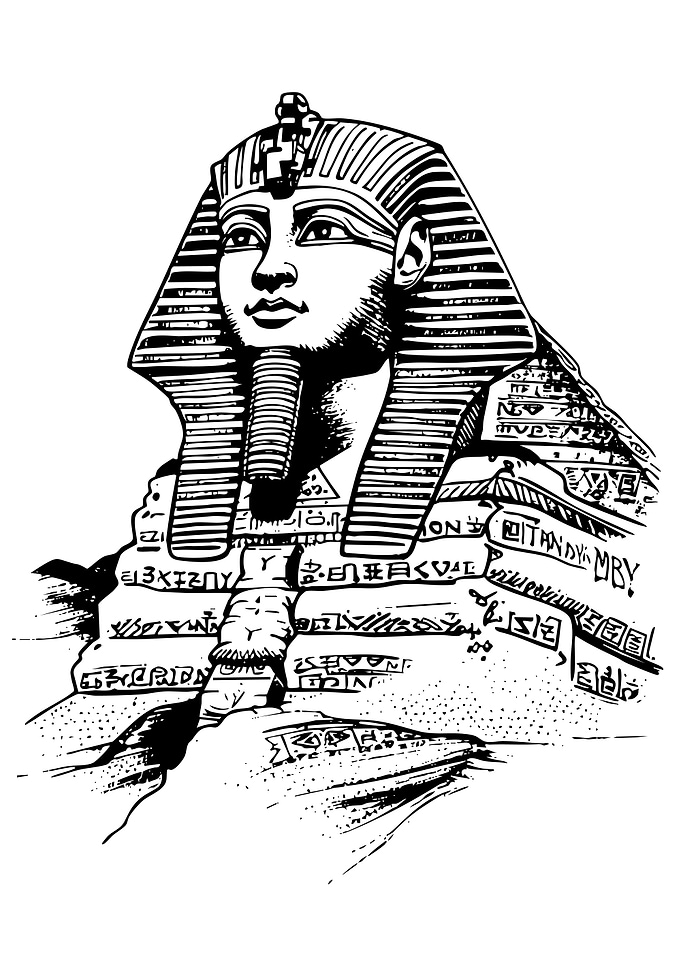 Black and White Sphinx Illustration