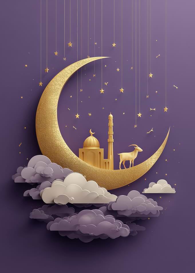 Eid Mubarak Crescent Moon