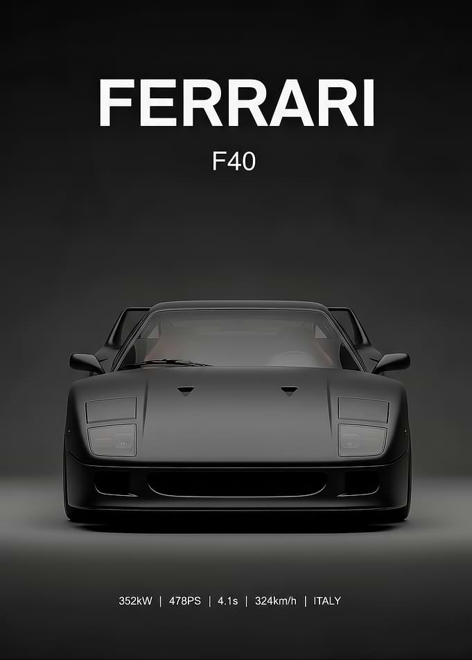 black Ferrari F40 Front View