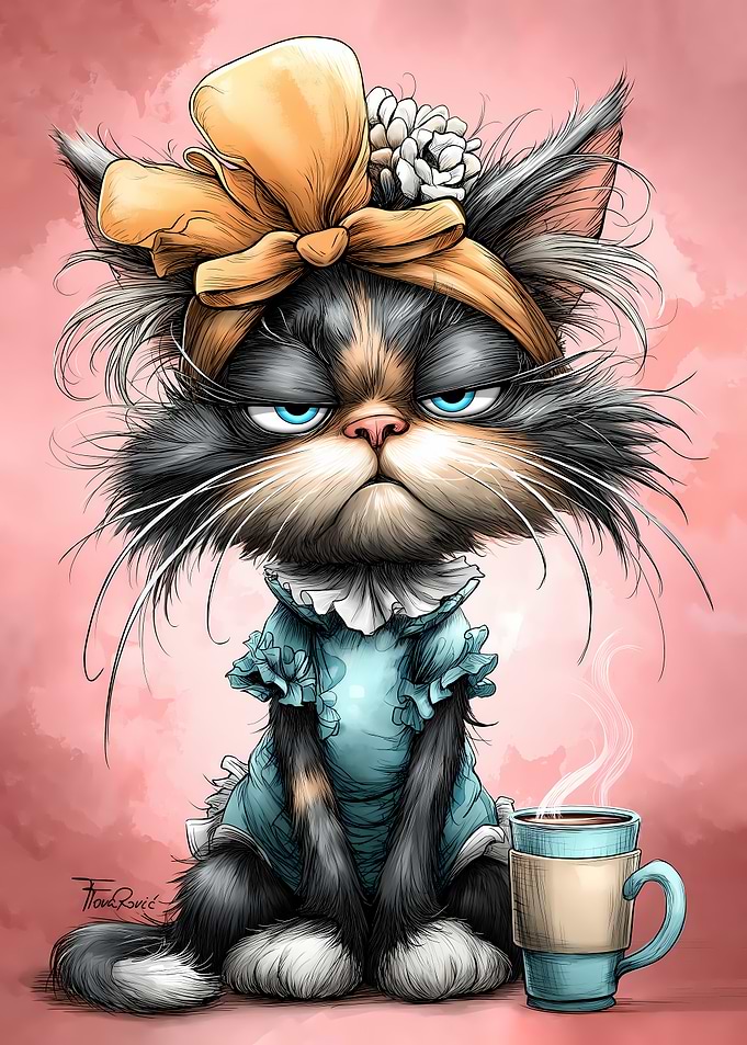 Grumpy Cat with Coffee