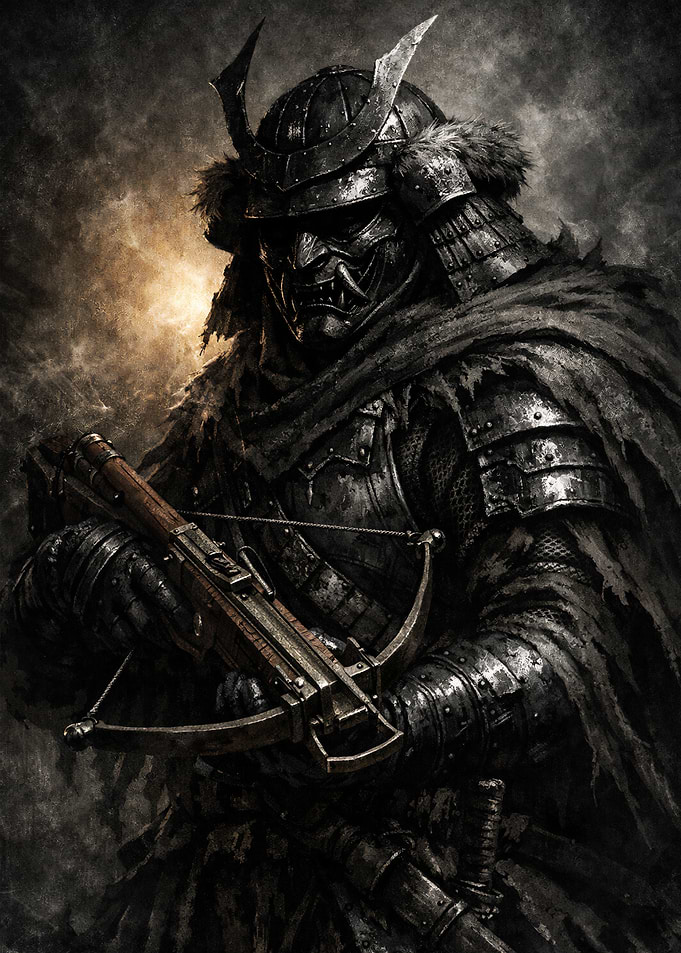 Dark Samurai Warrior with Crossbow