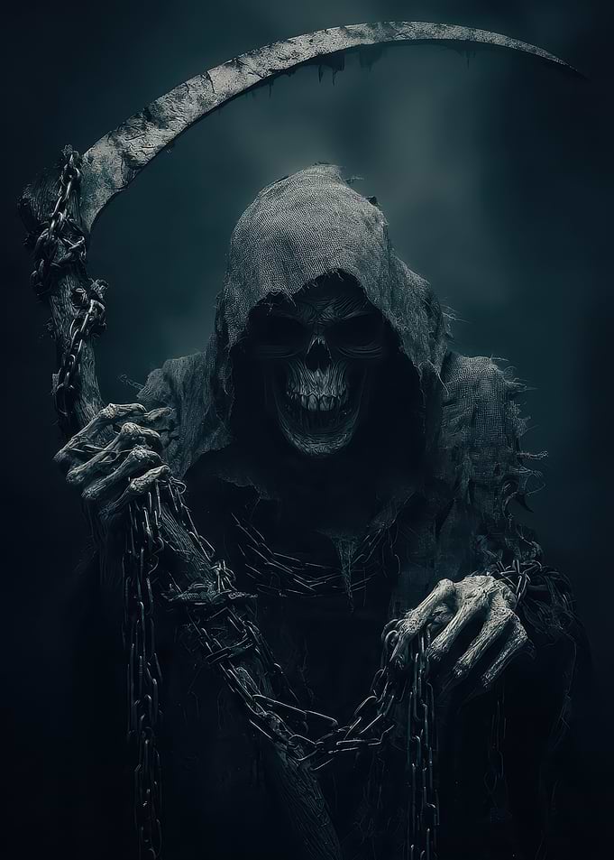 Grim Reaper with Scythe and Chains