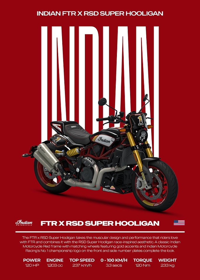 Indian FTR x RSD Super Hooligan Motorcycle Poster