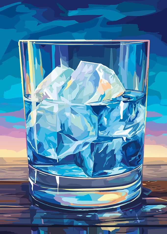 Glass of Ice Water Illustration