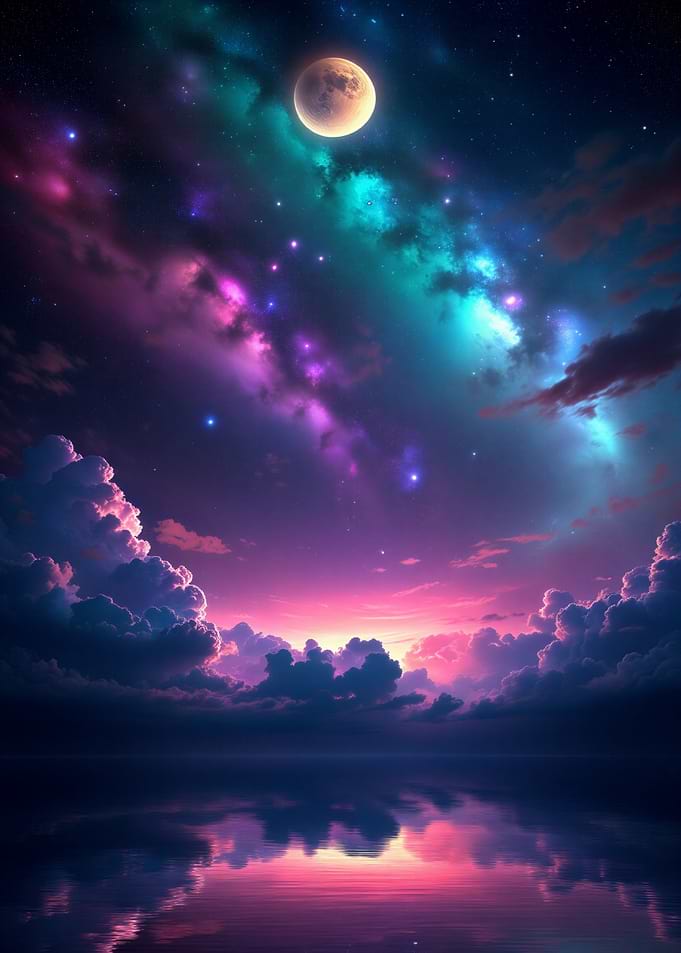 Mystical Moonlit Night Reflection