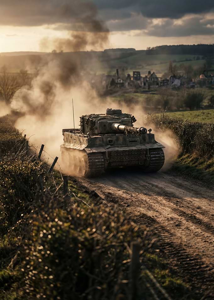 Tiger Tank on a Dusty Road