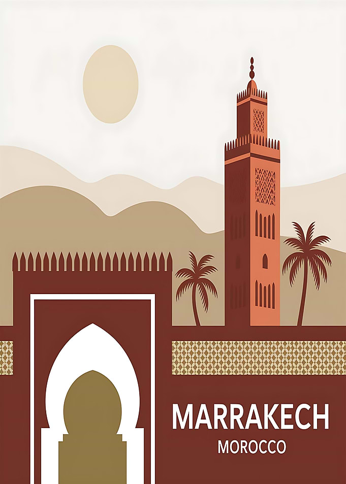 Marrakech, Morocco Travel Poster
