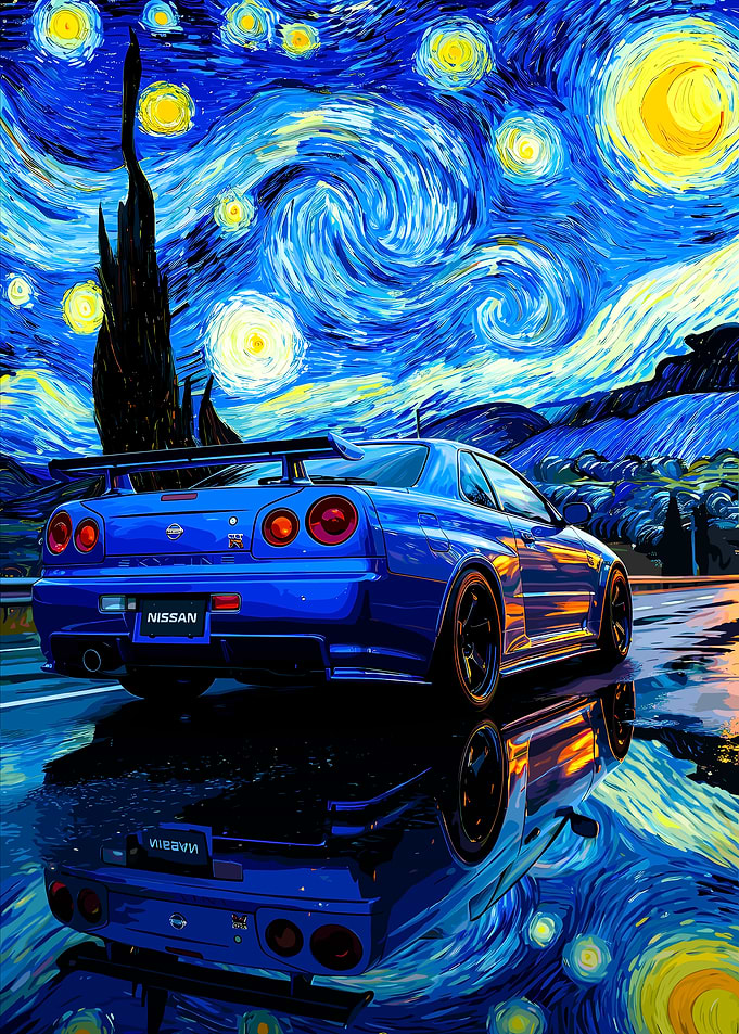 Nissan Skyline R34 Starry Night Painting