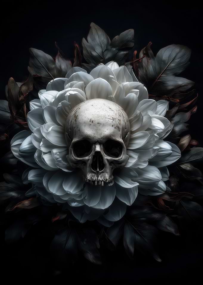 Skull and Flower Dark Art