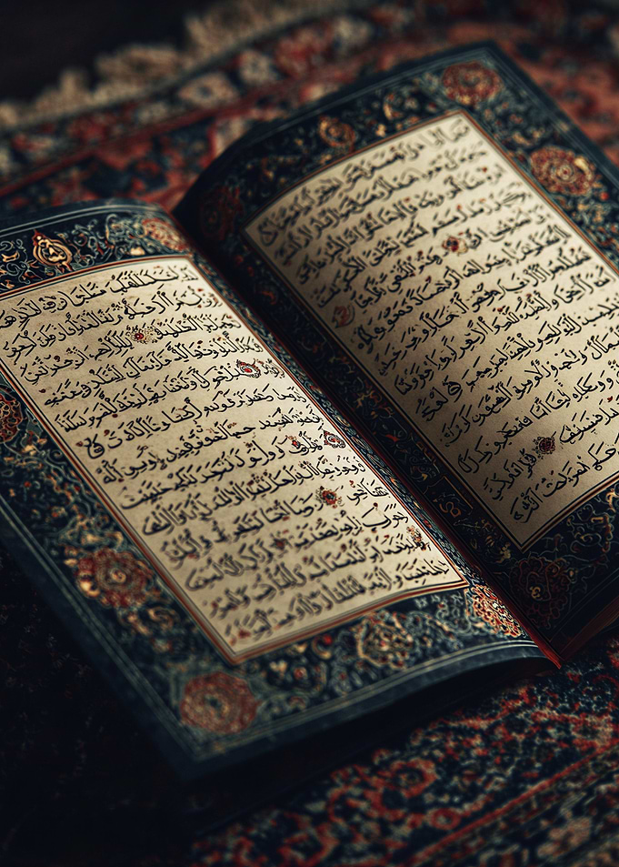 Open Quran on patterned surface