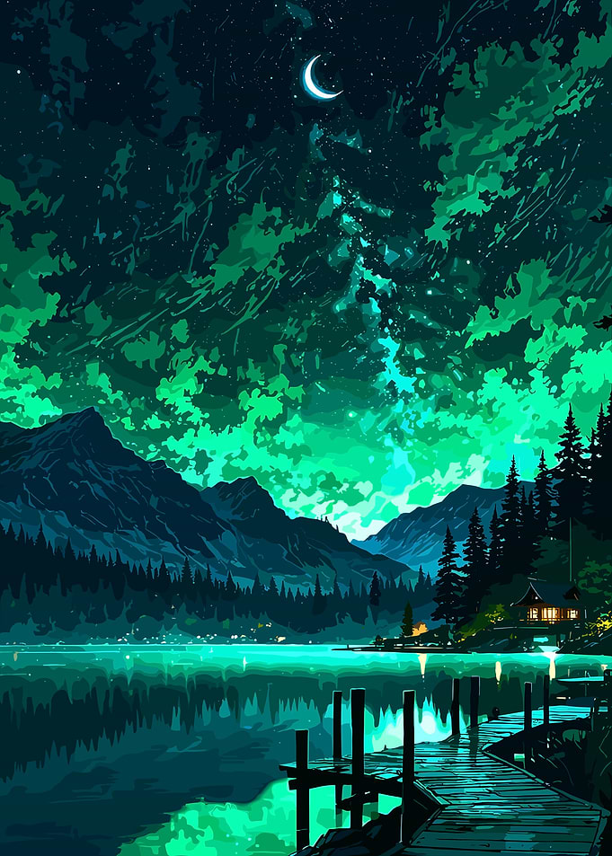 Emerald Lake Night Landscape