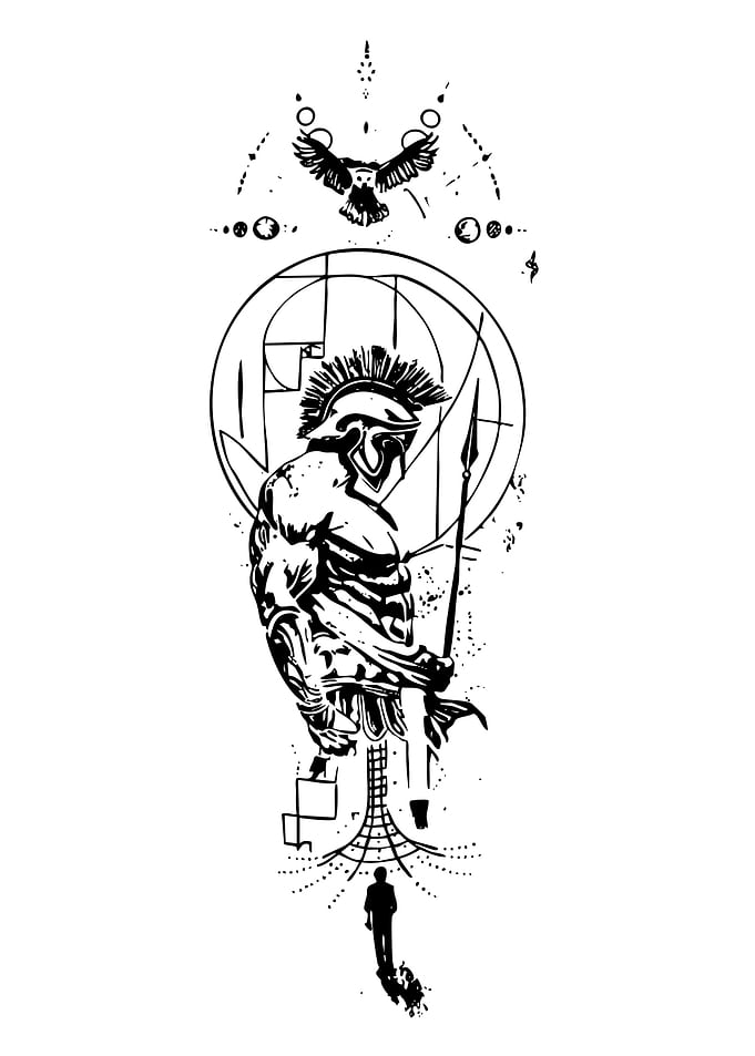 Spartan Warrior with Owl and Figure