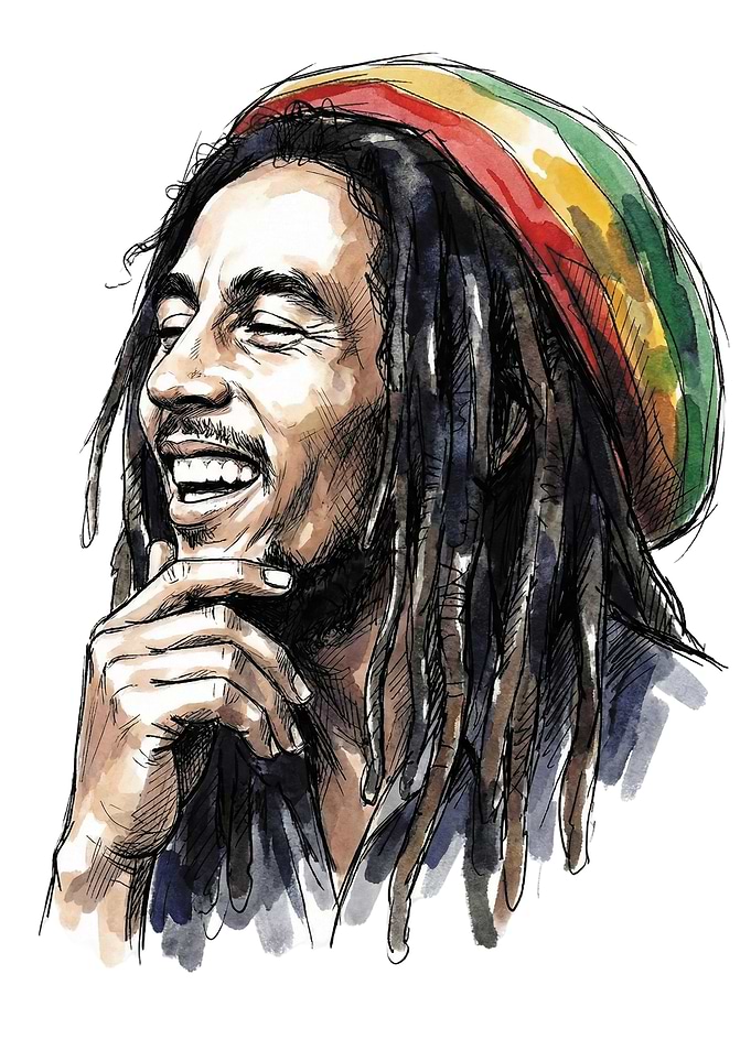 Bob Marley Watercolor Portrait