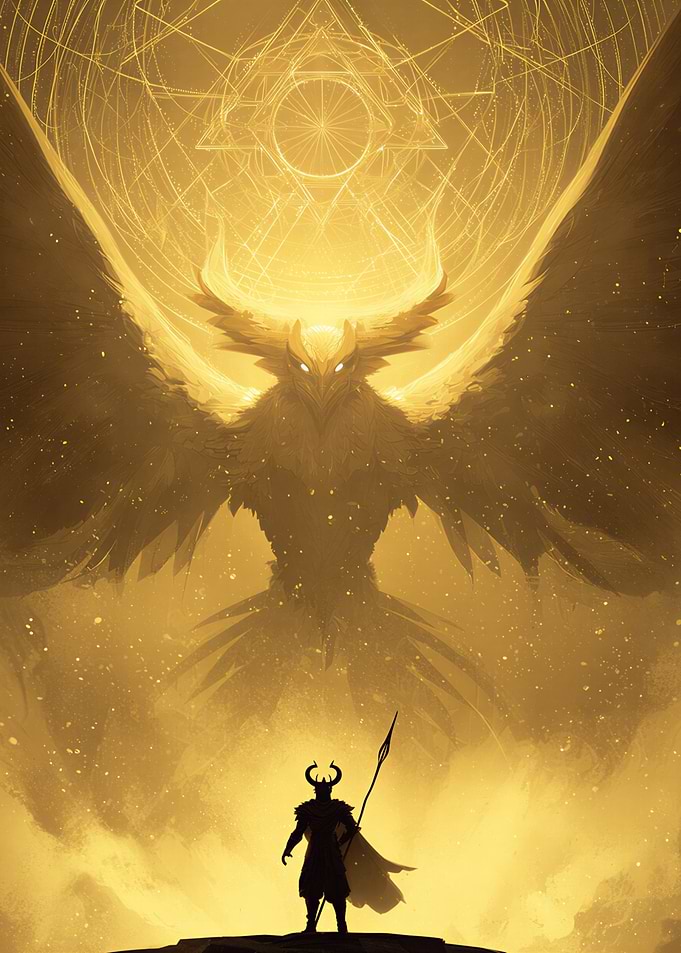 Golden Warrior and Mythical Bird
