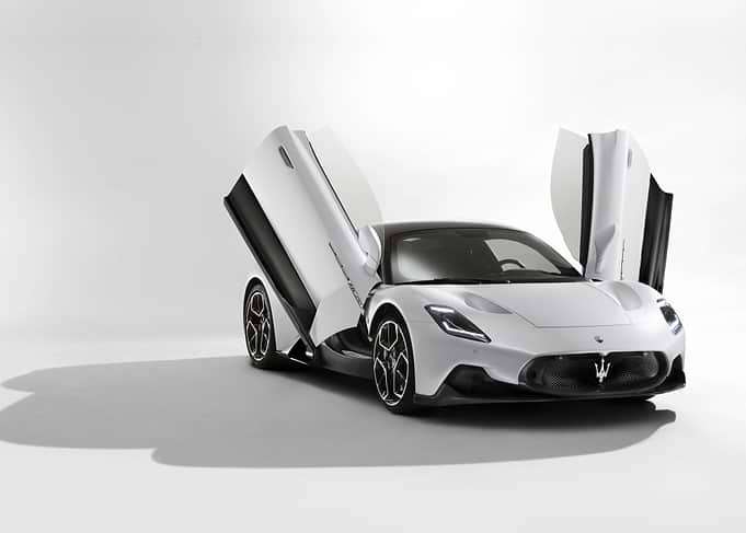 White Maserati MC20 with Open Doors