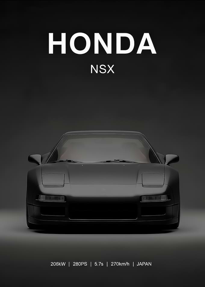 black Honda NSX Car Poster