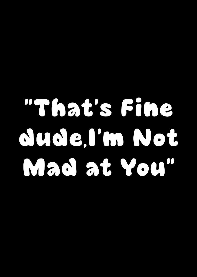 That's Fine, Dude, I'm Not Mad