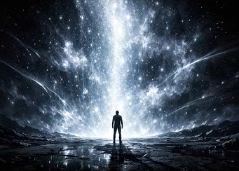 Man Staring at Cosmic Light