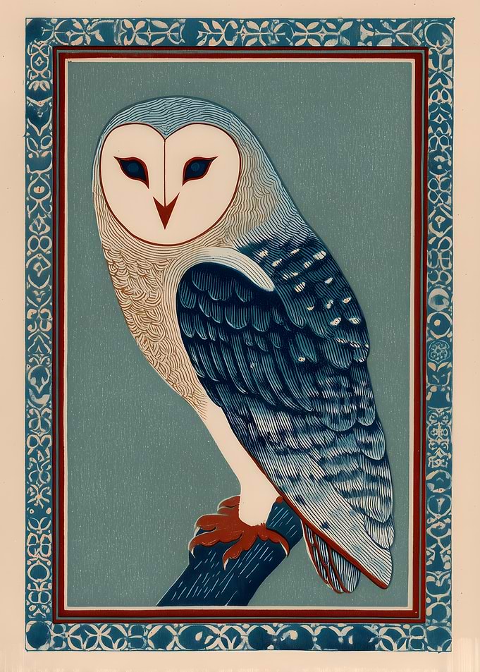 Barn Owl Illustration folk art