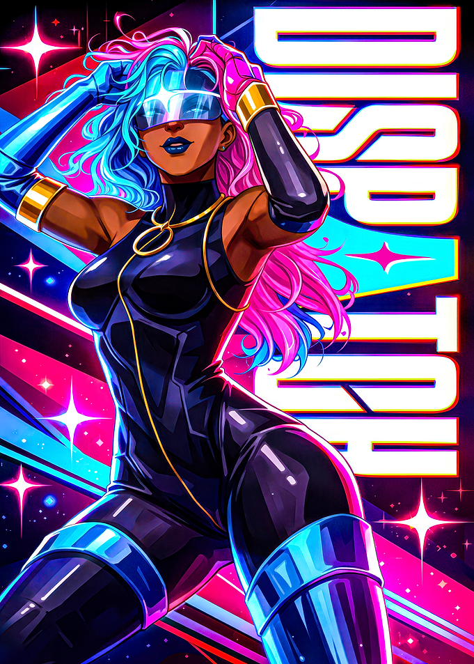 Cyberpunk Girl with Neon Hair