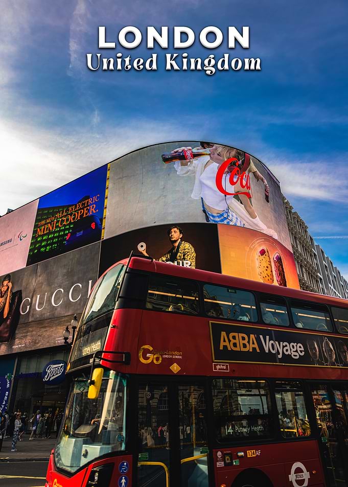 London, United Kingdom: Cityscape with Double-Decker Bus