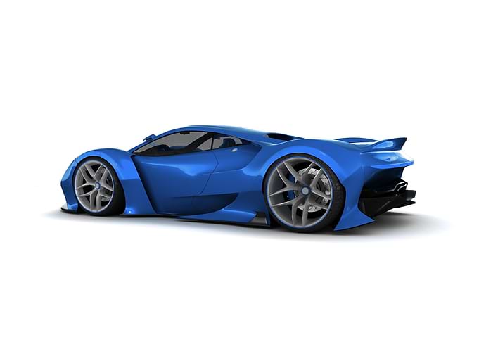 Blue Futuristic Sports Car Rendering