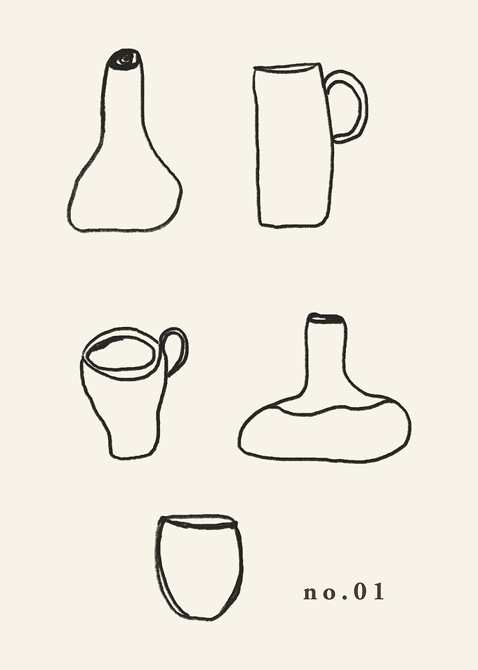 Minimalist Pottery Line Art Illustration
