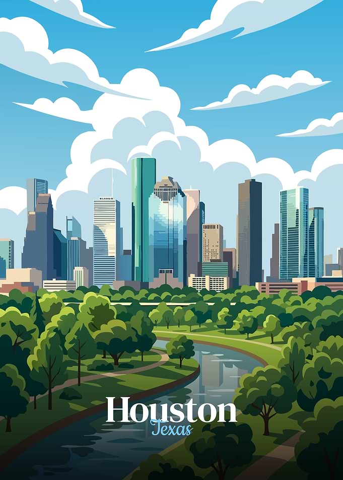 Houston Texas Skyline Vector Illustration