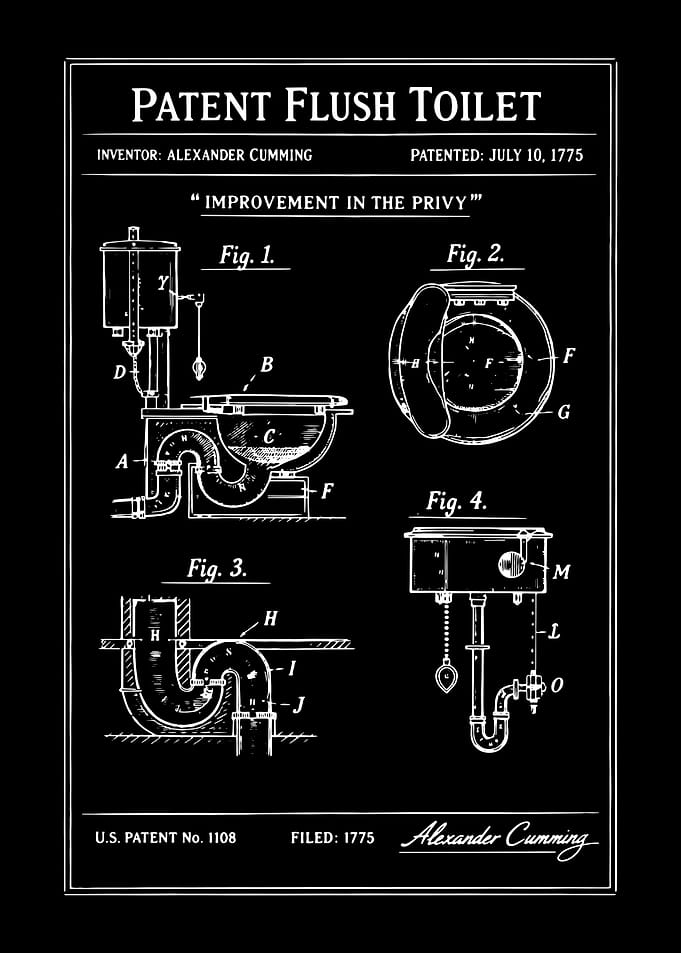 Patent Flush Toilet Blueprint