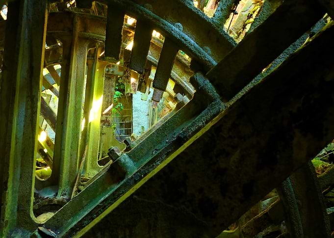 Rusty Metal Structure with Light