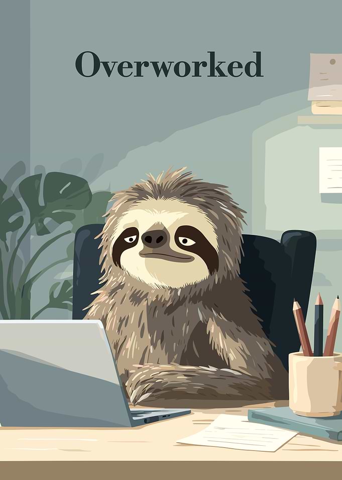 Overworked Sloth at Desk