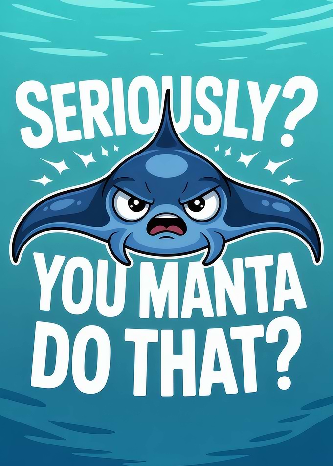 Seriously? You Manta Do That? Stern Manta Cartoon