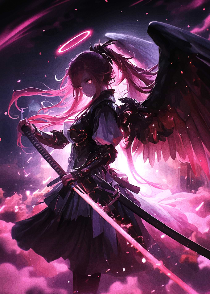Anime Angel Warrior with Katana