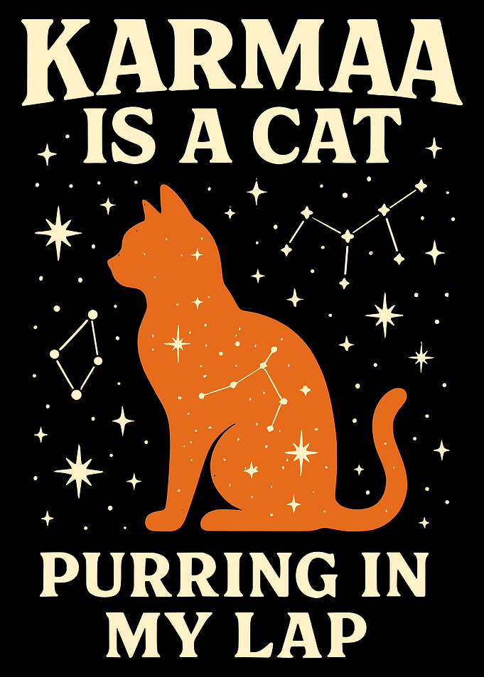 Karma Is a Cat Poster, Cosmic Cat Wall Art, Astrology Cat Illustration Print