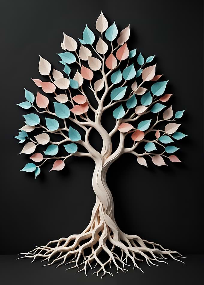 Stylized Tree with Pastel Leaves