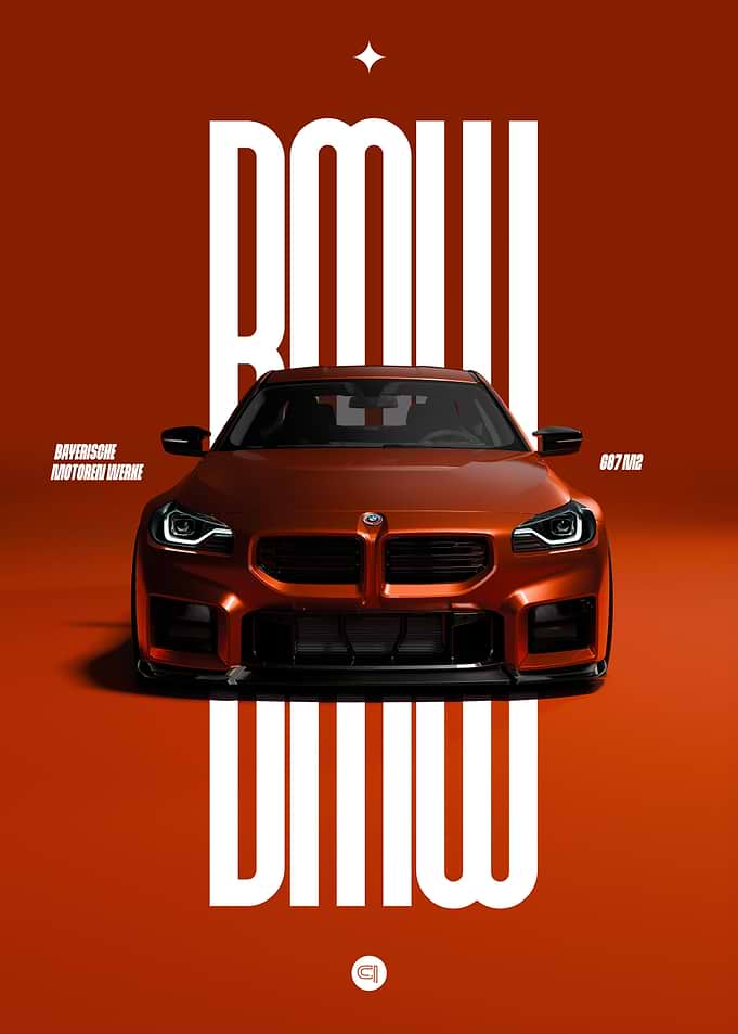 BMW G87 M2 Orange Car Poster