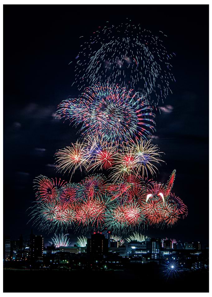 Fireworks Display over City Skyline