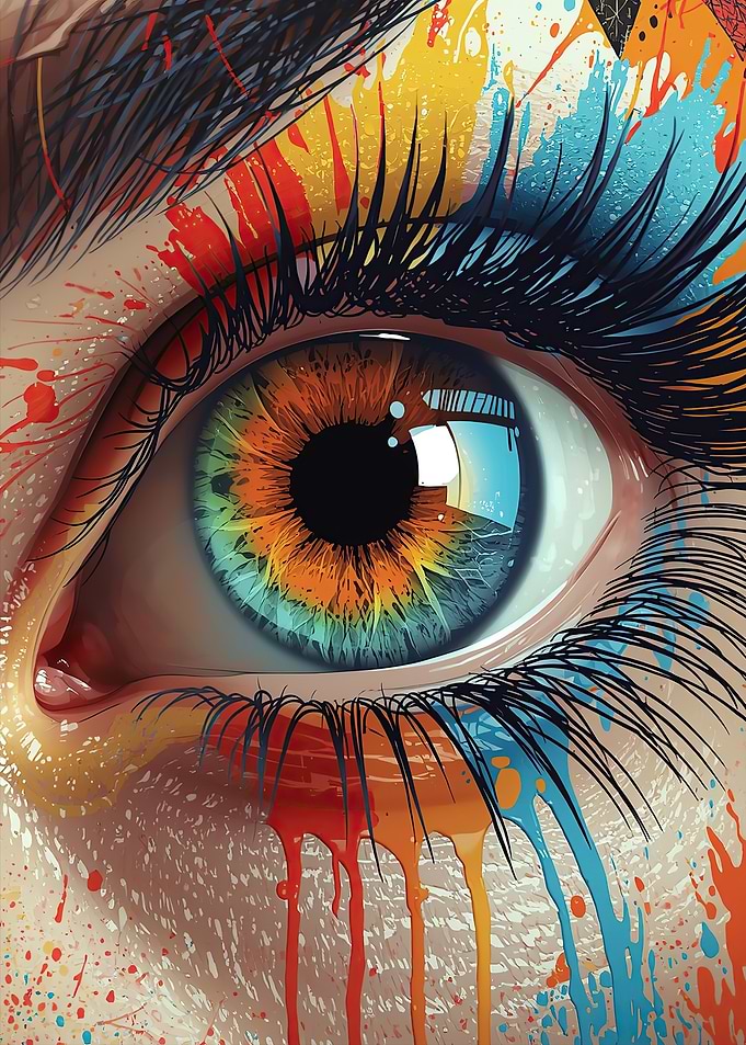 Colorful Eye with Dripping Paint
