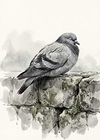 Resting Pigeon Watercolor