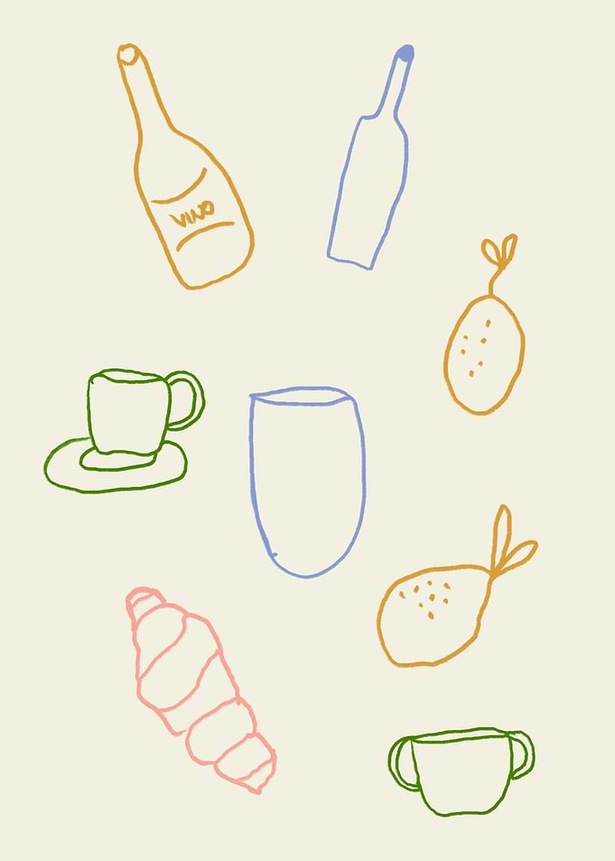 Whimsical Food and Drink Doodle Art