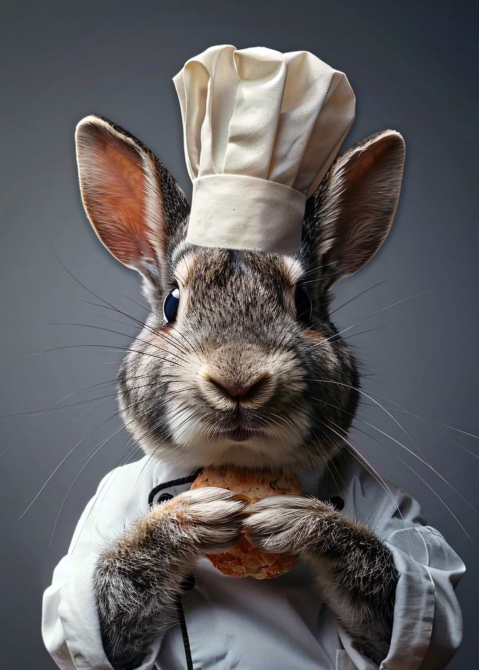 Rabbit Chef Holding Bread