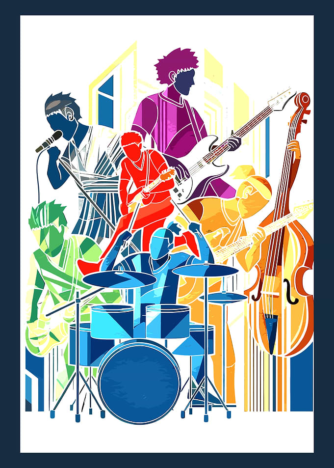 Colorful Abstract Music Band Illustration