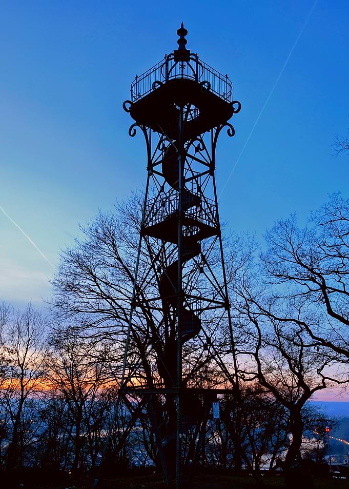 Kaiser-Friedrich-Turm in Vallendar Observation Tower Silhouette at Dusk